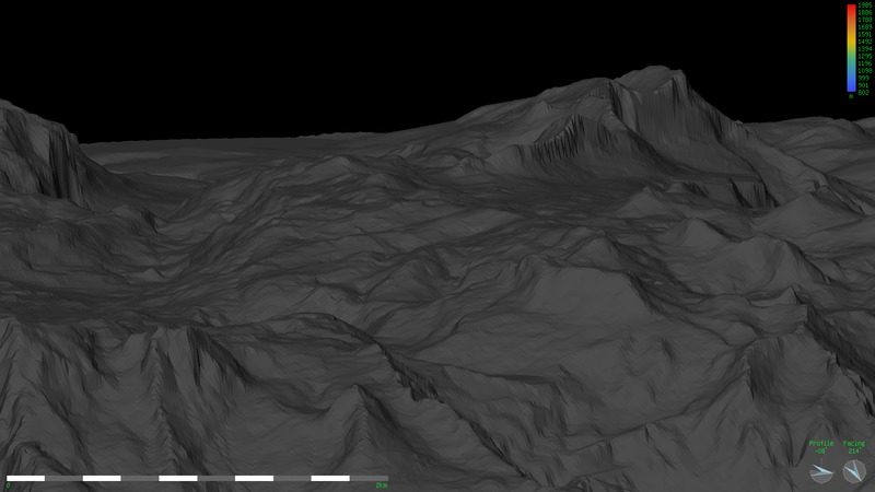 Perspective view of
Loser plateau looking SW