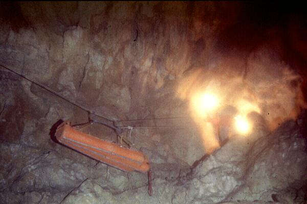 Stretcher on a Tyrolean traverse